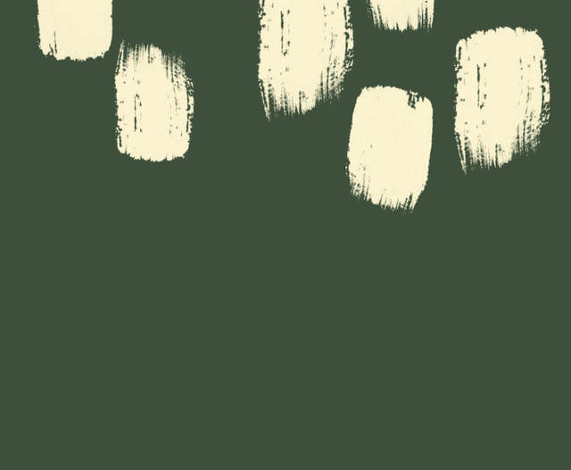 Green background with an off-white paint stroke pattern.