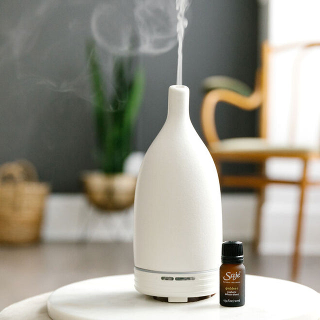 Goddess euphoric diffuser blend beside Aroma Om Diffuser 